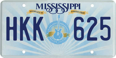 MS license plate HKK625