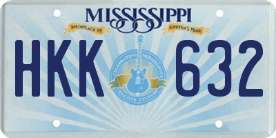 MS license plate HKK632