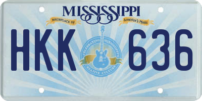MS license plate HKK636