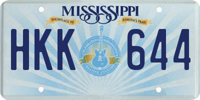 MS license plate HKK644