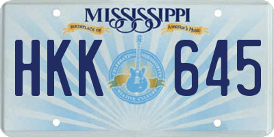 MS license plate HKK645