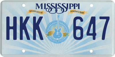MS license plate HKK647