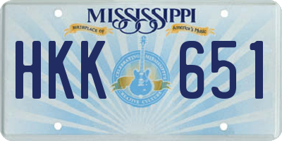 MS license plate HKK651