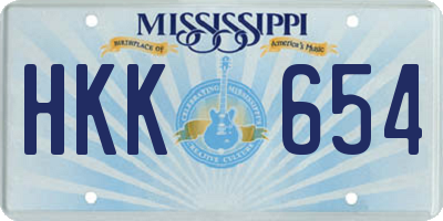 MS license plate HKK654