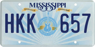 MS license plate HKK657