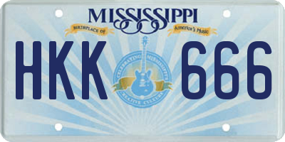 MS license plate HKK666