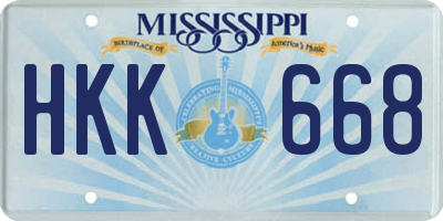 MS license plate HKK668