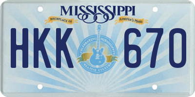 MS license plate HKK670