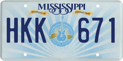 MS license plate HKK671