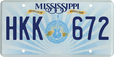 MS license plate HKK672