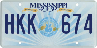 MS license plate HKK674