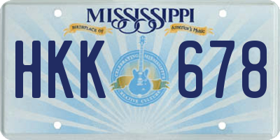 MS license plate HKK678