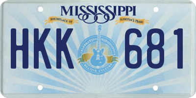 MS license plate HKK681