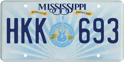 MS license plate HKK693