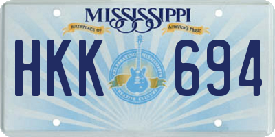 MS license plate HKK694