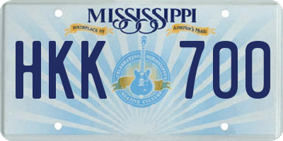 MS license plate HKK700