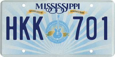 MS license plate HKK701
