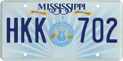 MS license plate HKK702