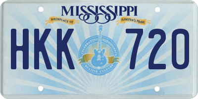 MS license plate HKK720