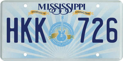 MS license plate HKK726