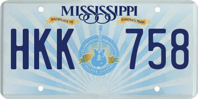 MS license plate HKK758