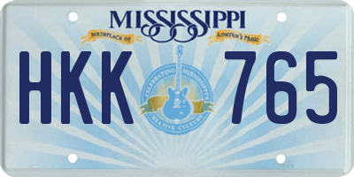MS license plate HKK765