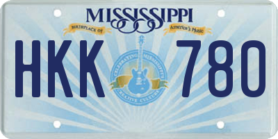 MS license plate HKK780