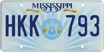 MS license plate HKK793