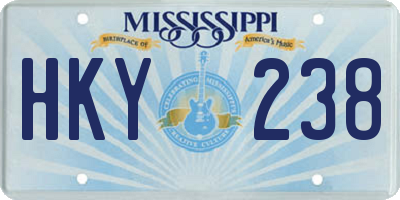 MS license plate HKY238