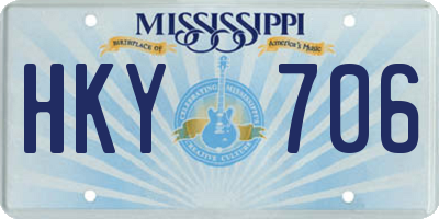 MS license plate HKY706