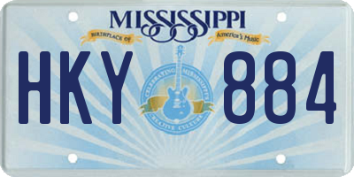 MS license plate HKY884