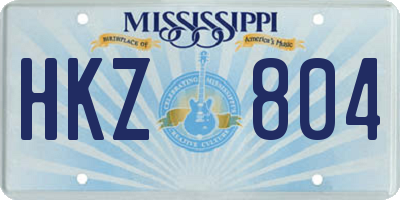 MS license plate HKZ804