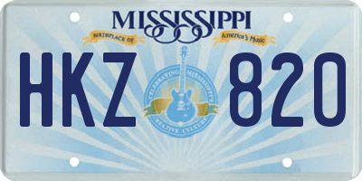 MS license plate HKZ820