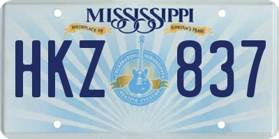 MS license plate HKZ837