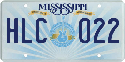 MS license plate HLC022