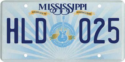 MS license plate HLD025