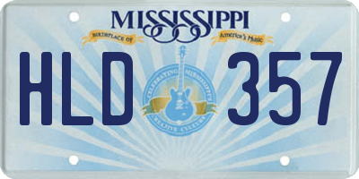 MS license plate HLD357
