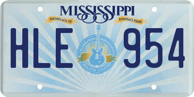 MS license plate HLE954