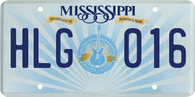 MS license plate HLG016