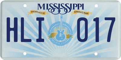 MS license plate HLI017