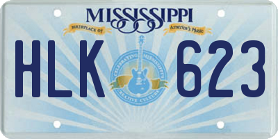 MS license plate HLK623