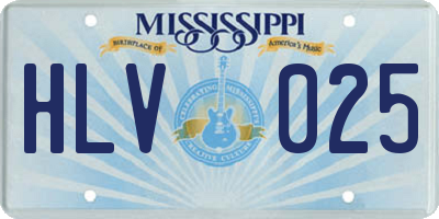 MS license plate HLV025