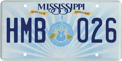 MS license plate HMB026