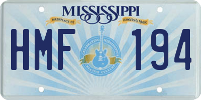 MS license plate HMF194