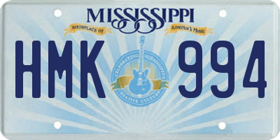 MS license plate HMK994