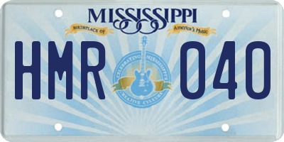MS license plate HMR040