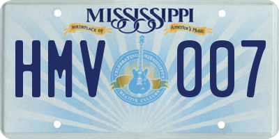 MS license plate HMV007