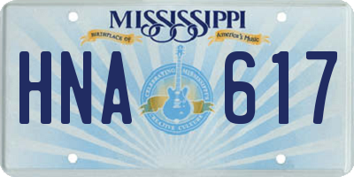 MS license plate HNA617