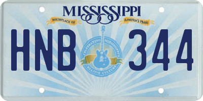 MS license plate HNB344