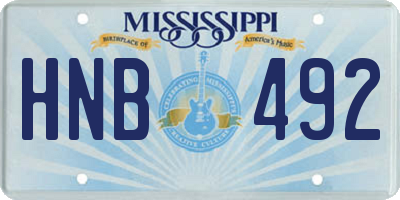 MS license plate HNB492